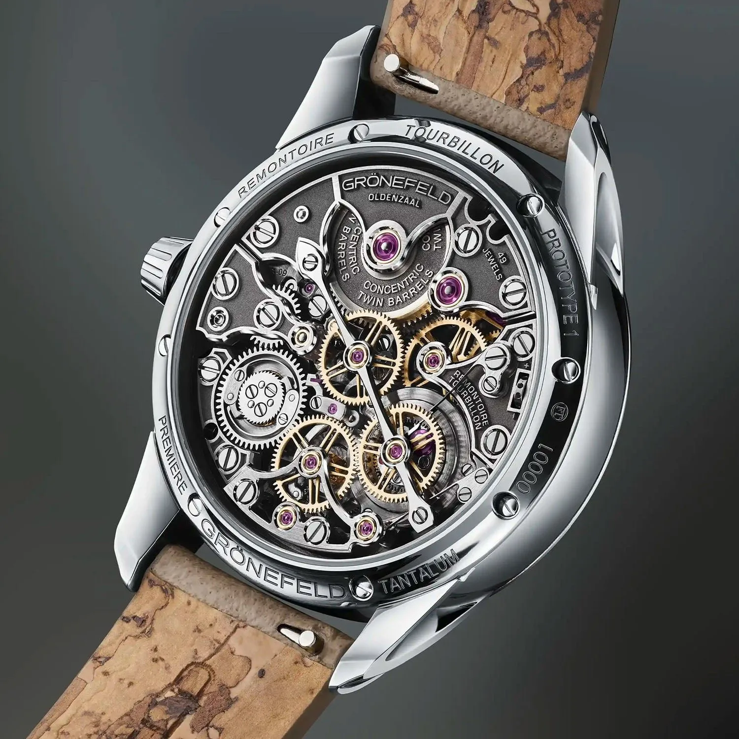 Flying tourbillon and remontoire governor of the Gronefeld 1941 Quadrivium