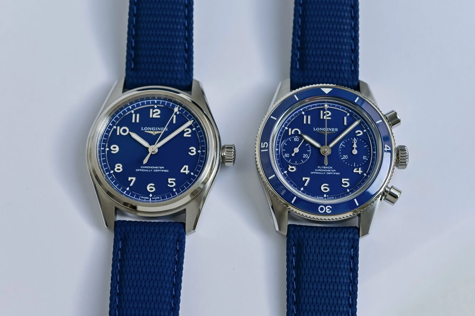The Longines Spirit Pilot and Spirit Pilot Flyback in sky blue